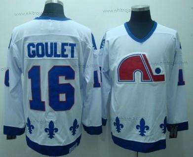 Herrar Quebec Nordiques #16 Michel Goulet Vit Retro CCM Tröjor