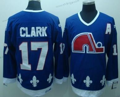 Herrar Quebec Nordiques #17 Wendel Clark Marin Blå Retro CCM Tröjor