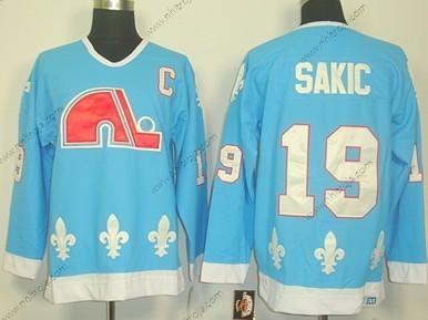 Herrar Quebec Nordiques #19 Joe Sakic Blå Retro CCM Tröjor