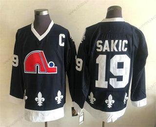 Herrar Quebec Nordiques #19 Joe Sakic Svart CCM Retro Stitched NHL Tröjor