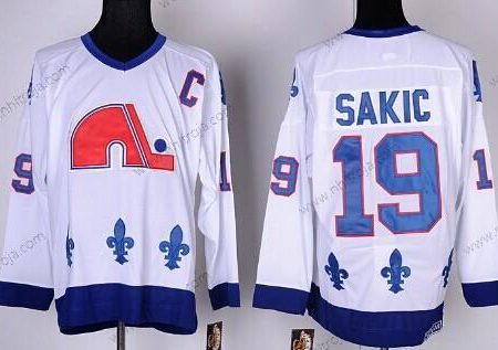 Herrar Quebec Nordiques #19 Joe Sakic Vit Retro CCM Tröjor