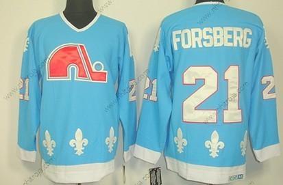 Herrar Quebec Nordiques #21 Peter Forsberg Blå Retro CCM Tröjor