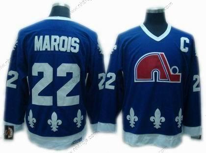 Herrar Quebec Nordiques #22 Mario Marois Marin Blå Retro CCM Tröjor