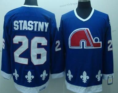 Herrar Quebec Nordiques #26 Peter Stastny Marin Blå Retro CCM Tröjor