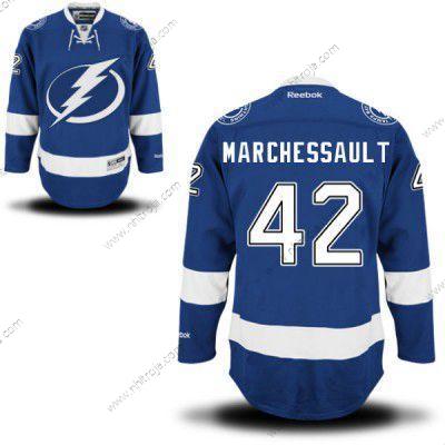 Herrar Reebok Tampa Bay Lightning #42 Jonathan Marchessault Premier Royal Blå NHL Hemma Tröjor