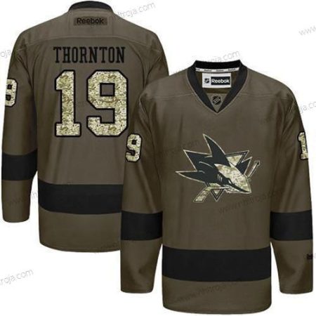 Herrar San Jose Sharks #19 Joe Thornton Reebok Grön Camo Player Tröjor