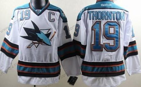 Herrar San Jose Sharks #19 Joe Thornton Vit Tröjor