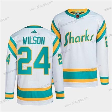 Herrar San Jose Sharks #24 Doug Wilson Vit 2022 Omvänd Retro Stitched Tröjor