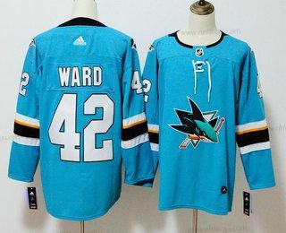 Herrar San Jose Sharks #42 Joel Ward Kricka Blå 2017-2018 Hockey Stitched NHL Tröjor