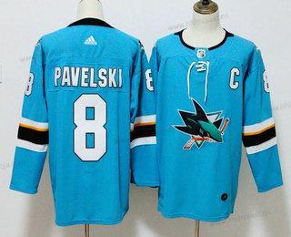 Herrar San Jose Sharks #8 Joe Pavelski Kricka Blå 2017-2018 Hockey Stitched NHL Tröjor