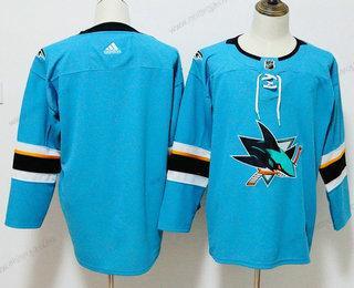 Herrar San Jose Sharks Blank Kricka Blå 2017-2018 Hockey Stitched NHL Tröjor