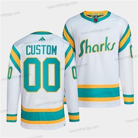 Herrar San Jose Sharks Skräddarsydda Vit 2022 Omvänd Retro Stitched Tröjor