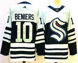 Herrar Seattle Kraken #10 Matty Beniers Blå 2022 Omvänd Retro Stitched Tröjor