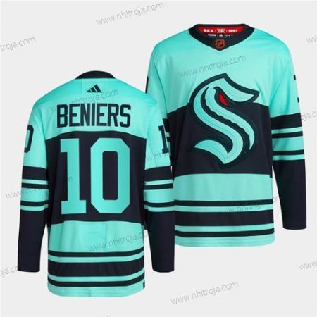 Herrar Seattle Kraken #10 Matty Beniers Ice Blå 2022-23 Omvänd Retro Stitched Tröjor