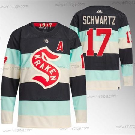 Herrar Seattle Kraken #17 Jaden Schwartz Blå 2024 Vinter Klassisk Primegreen Stitched Tröjor