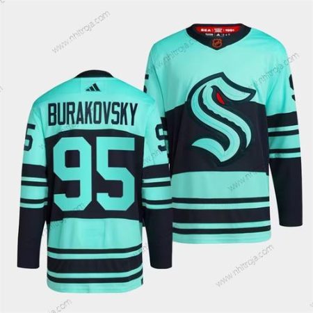 Herrar Seattle Kraken #95 Andre Burakovsky Ice Blå 2022-23 Omvänd Retro Stitched Tröjor