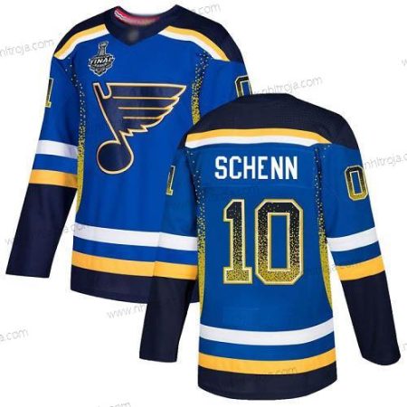 Herrar St. Louis Blues #10 Brayden Schenn Blå Autentisk 2019 Stanley Cup Final Bound Stitched Hockey Hemma Tröjor Version 2