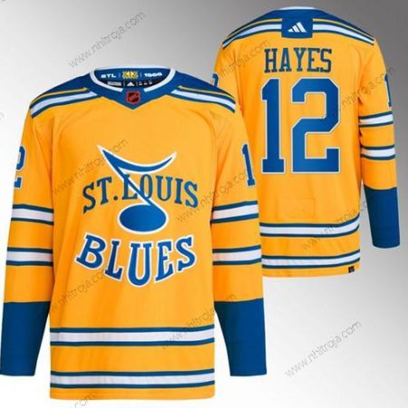 Herrar St. Louis Blues #12 Kevin Hayes Gul 2022-23 Omvänd Retro Stitched Tröjor