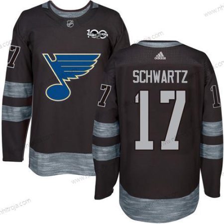 Herrar St. Louis Blues #17 Jaden Schwartz Svart 1917-2017 100th Jubileum Stitched NHL Tröjor