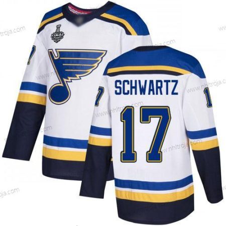 Herrar St. Louis Blues #17 Jaden Schwartz Vit Road Autentisk 2019 Stanley Cup Final Bound Stitched Hockey Tröjor