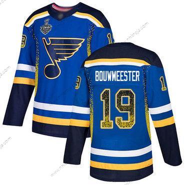 Herrar St. Louis Blues #19 Jay Bouwmeester Blå Autentisk 2019 Stanley Cup Final Bound Stitched Hockey Hemma Tröjor Version 2