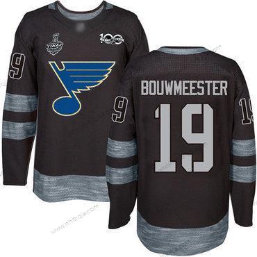 Herrar St. Louis Blues #19 Jay Bouwmeester Svart 1917-2017 100th Jubileum 2019 Stanley Cup Final Bound Stitched Hockey Tröjor