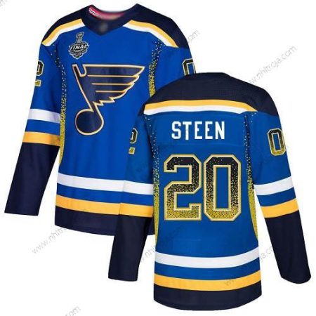 Herrar St. Louis Blues #20 Alexander Steen Blå Autentisk 2019 Stanley Cup Final Bound Stitched Hockey Hemma Tröjor Version 2