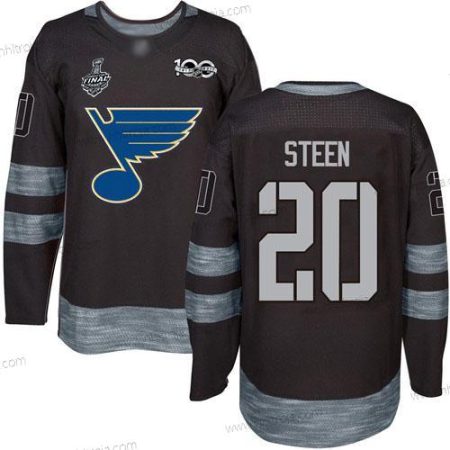 Herrar St. Louis Blues #20 Alexander Steen Svart 1917-2017 100th Jubileum 2019 Stanley Cup Final Bound Stitched Hockey Tröjor