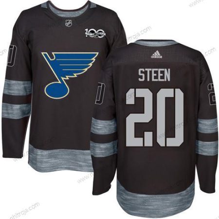 Herrar St. Louis Blues #20 Alexander Steen Svart 1917-2017 100th Jubileum Stitched NHL Tröjor