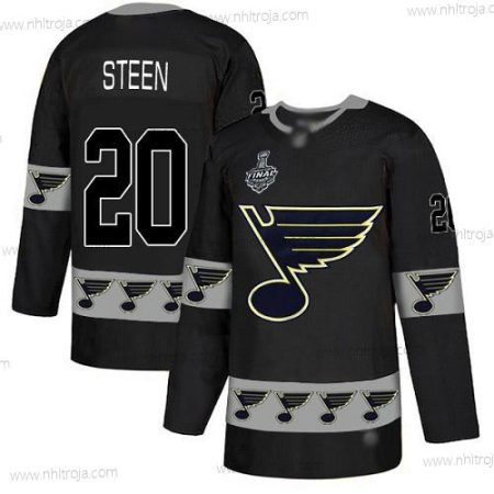 Herrar St. Louis Blues #20 Alexander Steen Svart Autentisk Team Logo 2019 Stanley Cup Final Bound Stitched Hockey Tröjor