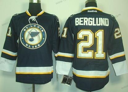 Herrar St. Louis Blues #21 Patrik Berglund Marin Blå Tredje tröjan Tröjor