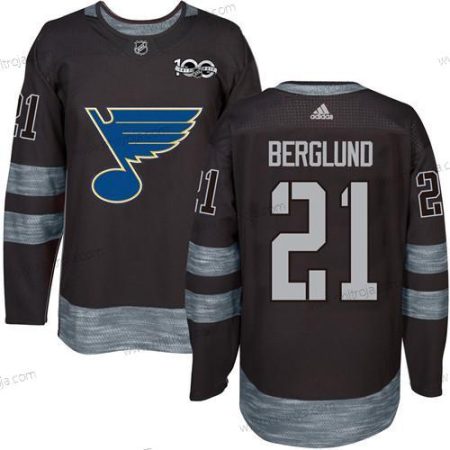 Herrar St. Louis Blues #21 Patrik Berglund Svart 1917-2017 100th Jubileum Stitched NHL Tröjor