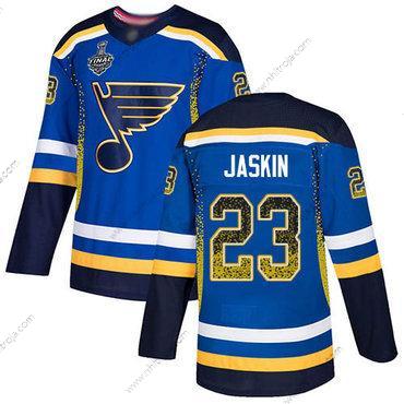 Herrar St. Louis Blues #23 Dmitrij Jaskin Blå Autentisk 2019 Stanley Cup Final Bound Stitched Hockey Hemma Tröjor Version 2