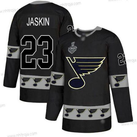 Herrar St. Louis Blues #23 Dmitrij Jaskin Svart Autentisk Team Logo 2019 Stanley Cup Final Bound Stitched Hockey Tröjor