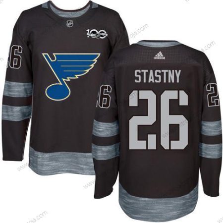 Herrar St. Louis Blues #26 Paul Stastny Svart 1917-2017 100th Jubileum Stitched NHL Tröjor