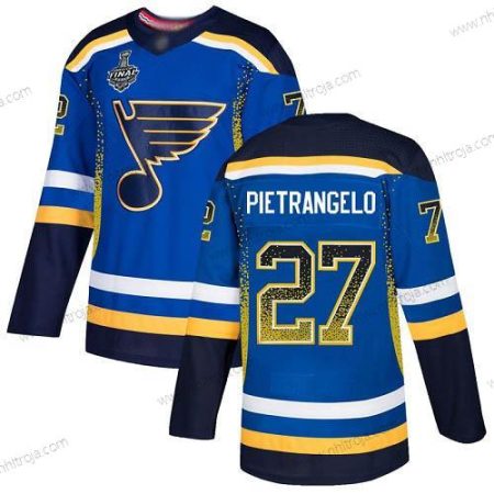 Herrar St. Louis Blues #27 Alex Pietrangelo Blå Autentisk 2019 Stanley Cup Final Bound Stitched Hockey Hemma Tröjor Version 2