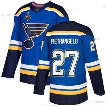 Herrar St. Louis Blues #27 Alex Pietrangelo Blå Autentisk 2019 Stanley Cup Final Bound Stitched Hockey Hemma Tröjor