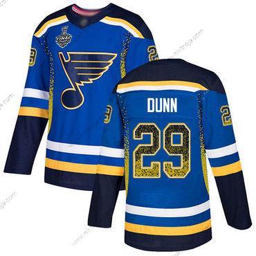 Herrar St. Louis Blues #29 Vince Dunn Blå Autentisk 2019 Stanley Cup Final Bound Stitched Hockey Hemma Tröjor Version 2