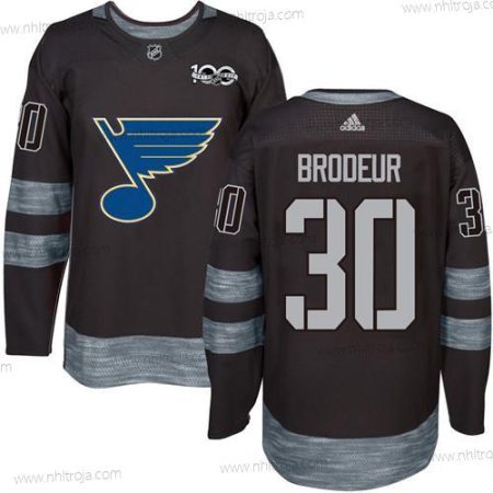 Herrar St. Louis Blues #30 Martin Brodeur Svart 1917-2017 100th Jubileum Stitched NHL Tröjor