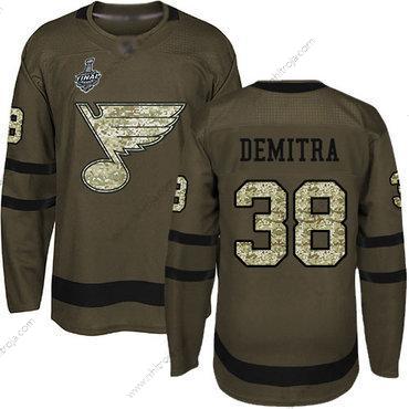 Herrar St. Louis Blues #38 Pavol Demitra Grön Salute to Service 2019 Stanley Cup Final Bound Stitched Hockey Tröjor