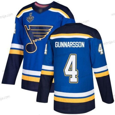 Herrar St. Louis Blues #4 Carl Gunnarsson Blå Autentisk 2019 Stanley Cup Final Bound Stitched Hockey Hemma Tröjor