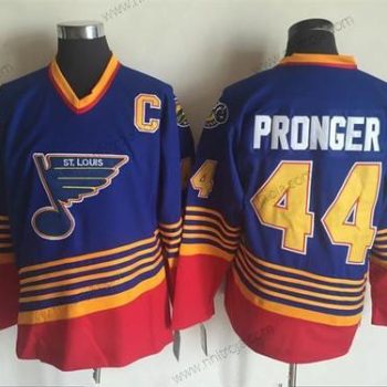 Herrar St. Louis Blues #44 Chris Pronger 1995-96 Blå CCM Stitched Vintage Hockey Tröjor