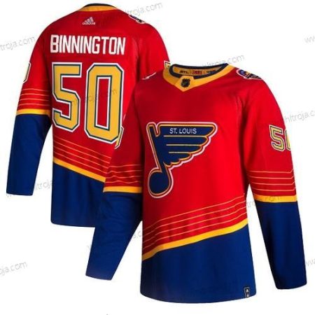 Herrar St. Louis Blues #50 Jordan Binnington 2021 Röd Omvänd Retro Stitched Tröjor