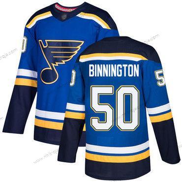 Herrar St. Louis Blues #50 Jordan Binnington Blå Autentisk Stitched Hockey Hemma Tröjor Version 2