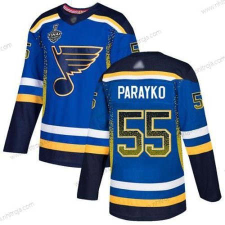 Herrar St. Louis Blues #55 Colton Parayko Blå Autentisk 2019 Stanley Cup Final Bound Stitched Hockey Hemma Tröjor Version 2