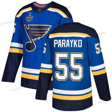 Herrar St. Louis Blues #55 Colton Parayko Blå Autentisk 2019 Stanley Cup Final Bound Stitched Hockey Hemma Tröjor