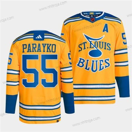 Herrar St. Louis Blues #55 Colton Parayko Gul 2022-23 Omvänd Retro Stitched Tröjor