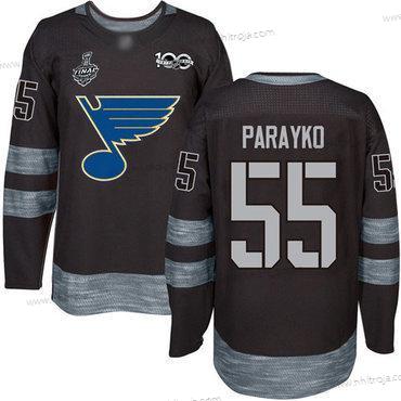 Herrar St. Louis Blues #55 Colton Parayko Svart 1917-2017 100th Jubileum 2019 Stanley Cup Final Bound Stitched Hockey Tröjor