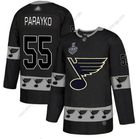 Herrar St. Louis Blues #55 Colton Parayko Svart Autentisk Team Logo 2019 Stanley Cup Final Bound Stitched Hockey Tröjor