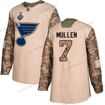 Herrar St. Louis Blues #7 Joe Mullen Camo Autentisk 2017 Veterans Day 2019 Stanley Cup Final Bound Stitched Hockey Tröjor